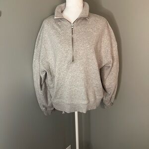 Aerie Gray Half-Zip Pullover Sweater